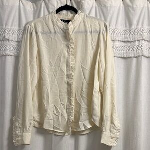 Lulu's Ivory Ruffle Collar Blouse